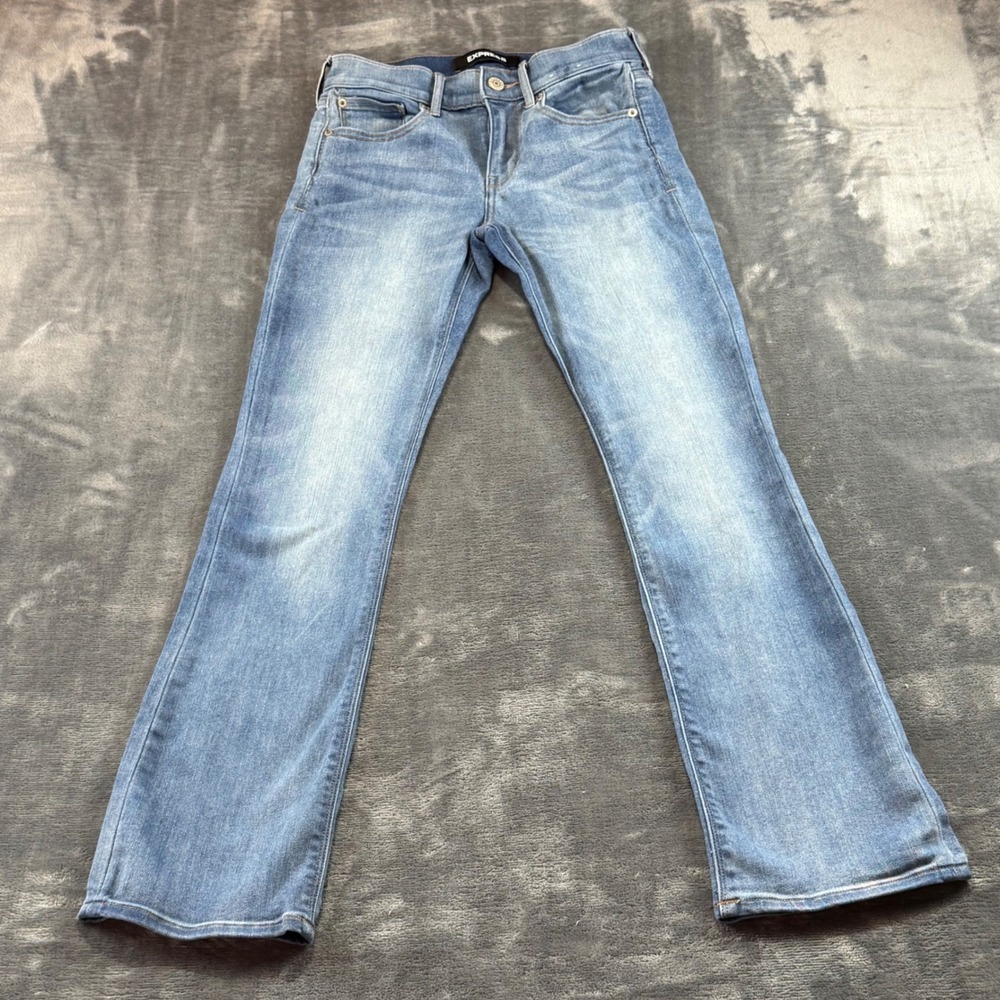 Express Barely Boot Mid Rise Jeans Womens 0S Blue Medium Wash Stretch Denim